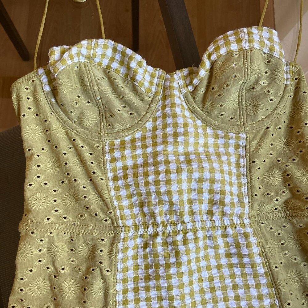 UO felicity eyelet bustier mini dress